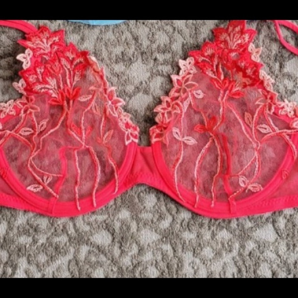 NWOT Malizia By La Perla RED Bra—Shear with Lace 34C